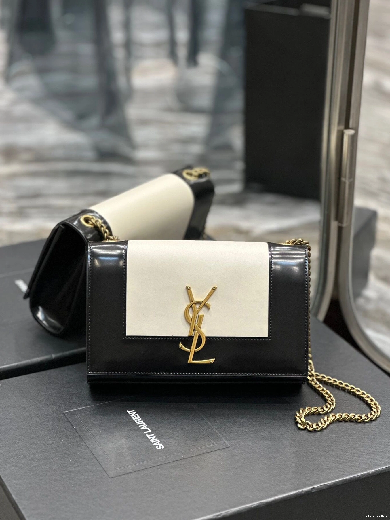 Tony Luxuries leather shoulder small Kate bag two-tone YSL 0803